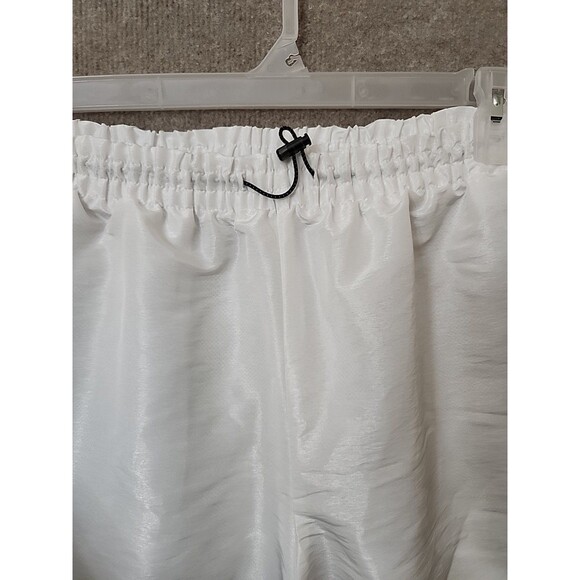 Adidas Lightweight Pull On Cargo Pants Womens L White Shimmer Drawstring - Picture 3 of 9